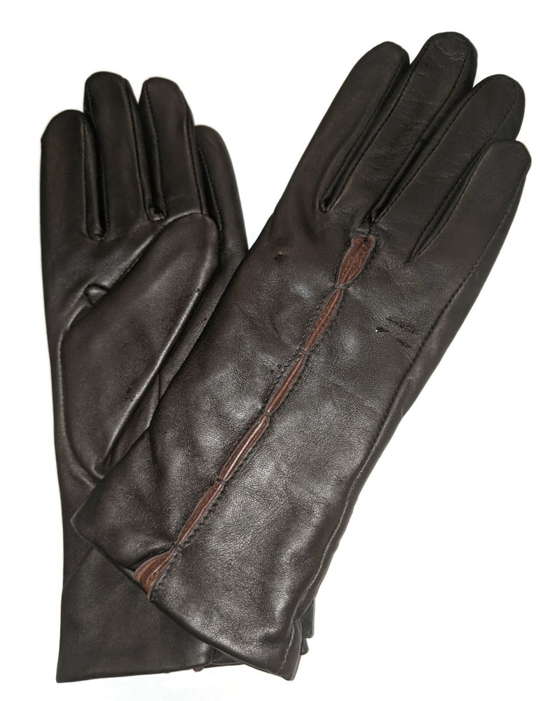 Women's Genuine Leather Gloves, Medium, Brown/Cognac