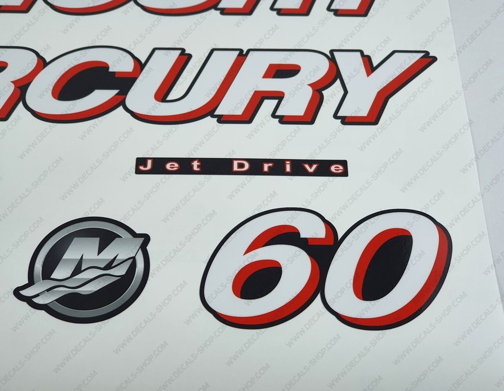 Mercury 60 hp Four Stroke 2006-2010 Set outboard engine decals sticker