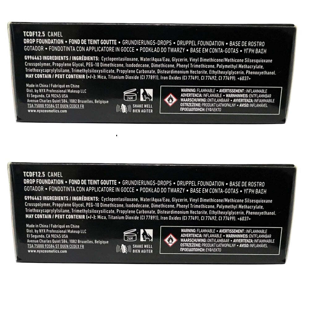Pack of 2 NYX Total Control Drop Foundation, Camel # TCDF12.5