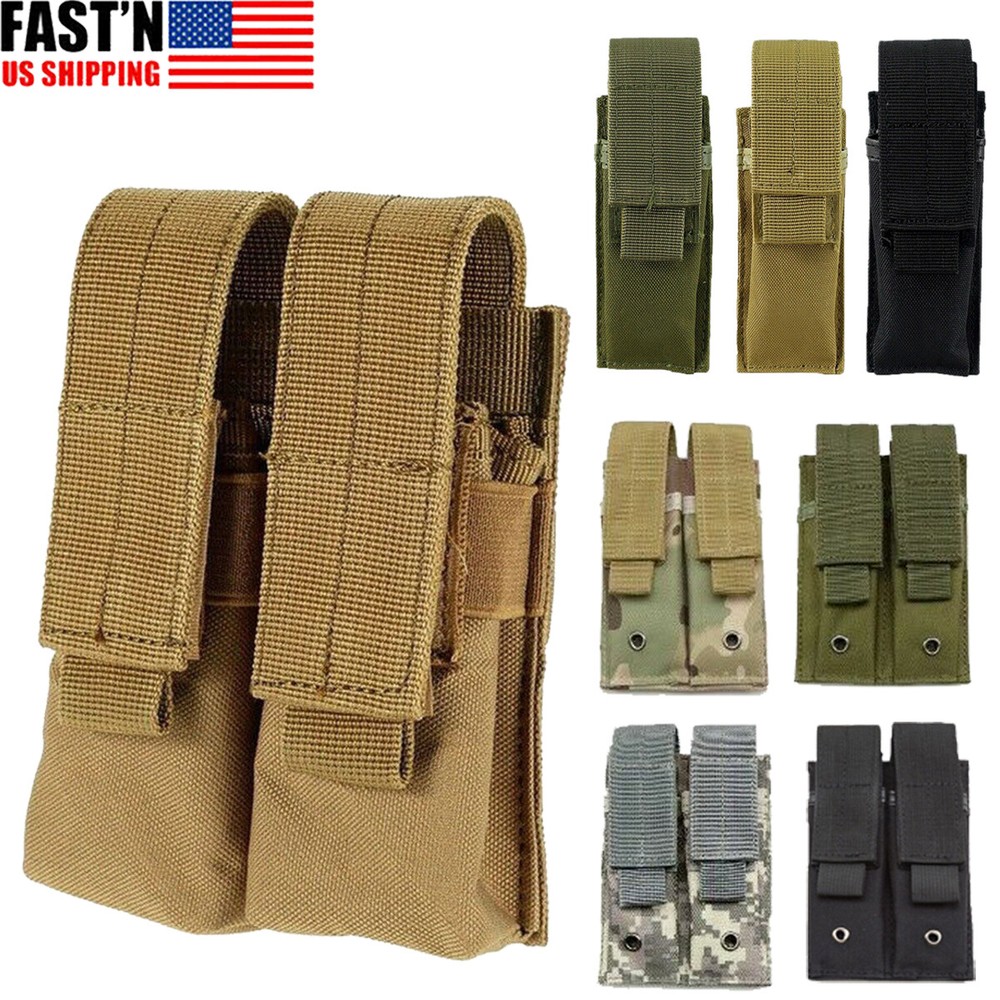 Tactical 9mm Magazine Pouch Molle Single/Double Stack Pistol Mag Bag Holder Case