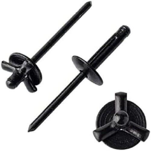 All Black 3/16" X 4/5large Flange Tri-fold Exploding Aluminum Pop Rivets 50pcs