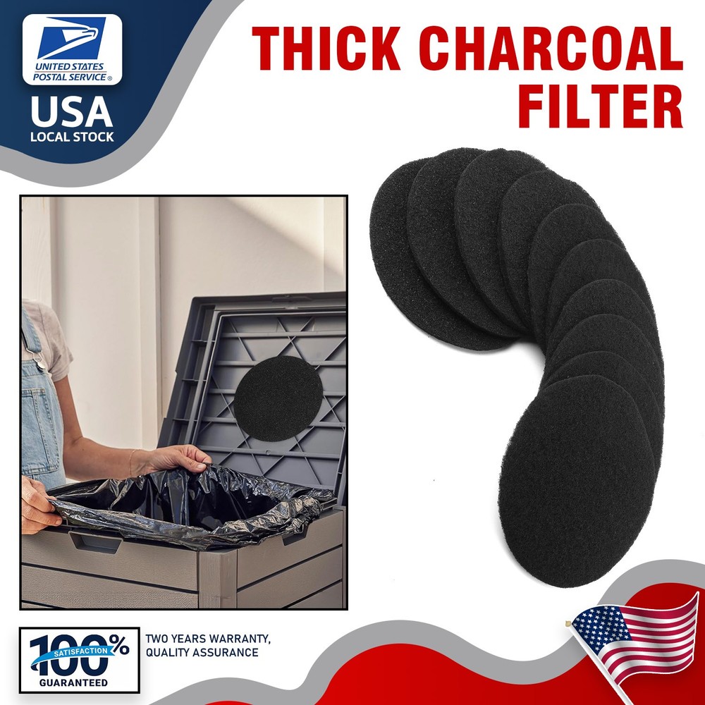 Universal Round Charcoal Filter Extra Thick 0.4" Durable For Kitchen Compost Bin