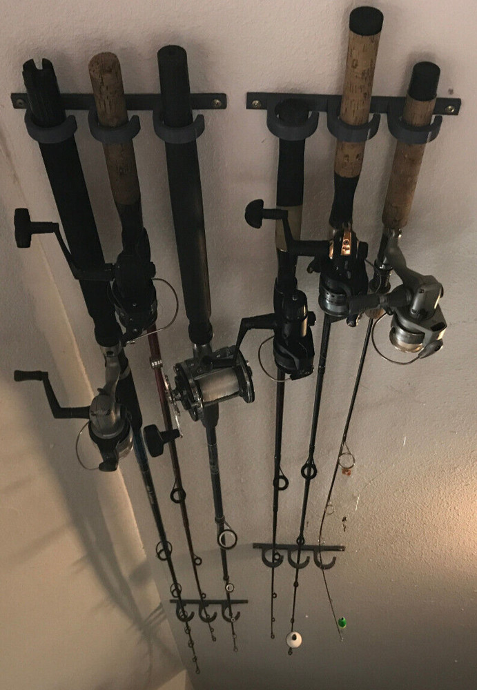 Fishing Pole Wall/Ceiling Mount Brackets (pair) - Holds 3 poles