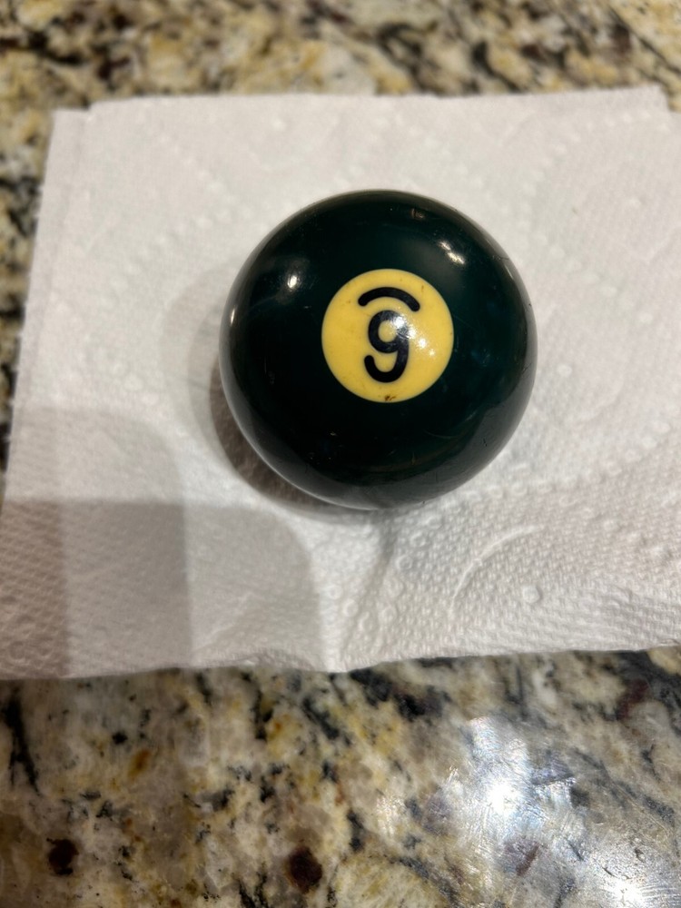 VINTAGE Number 6 Solid Green Replacement Pool Ball Yellowed Dot