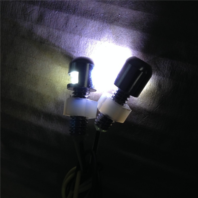 HTTMT Motorcycle Chrome Universal LED License Tag Plate Bolt Light