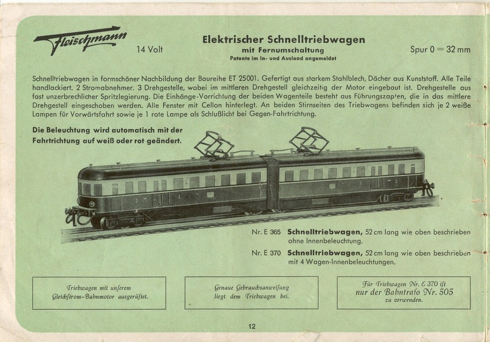 catalog Fleischmann 1951 second version O gauge = 32 mm FAULTY D aa