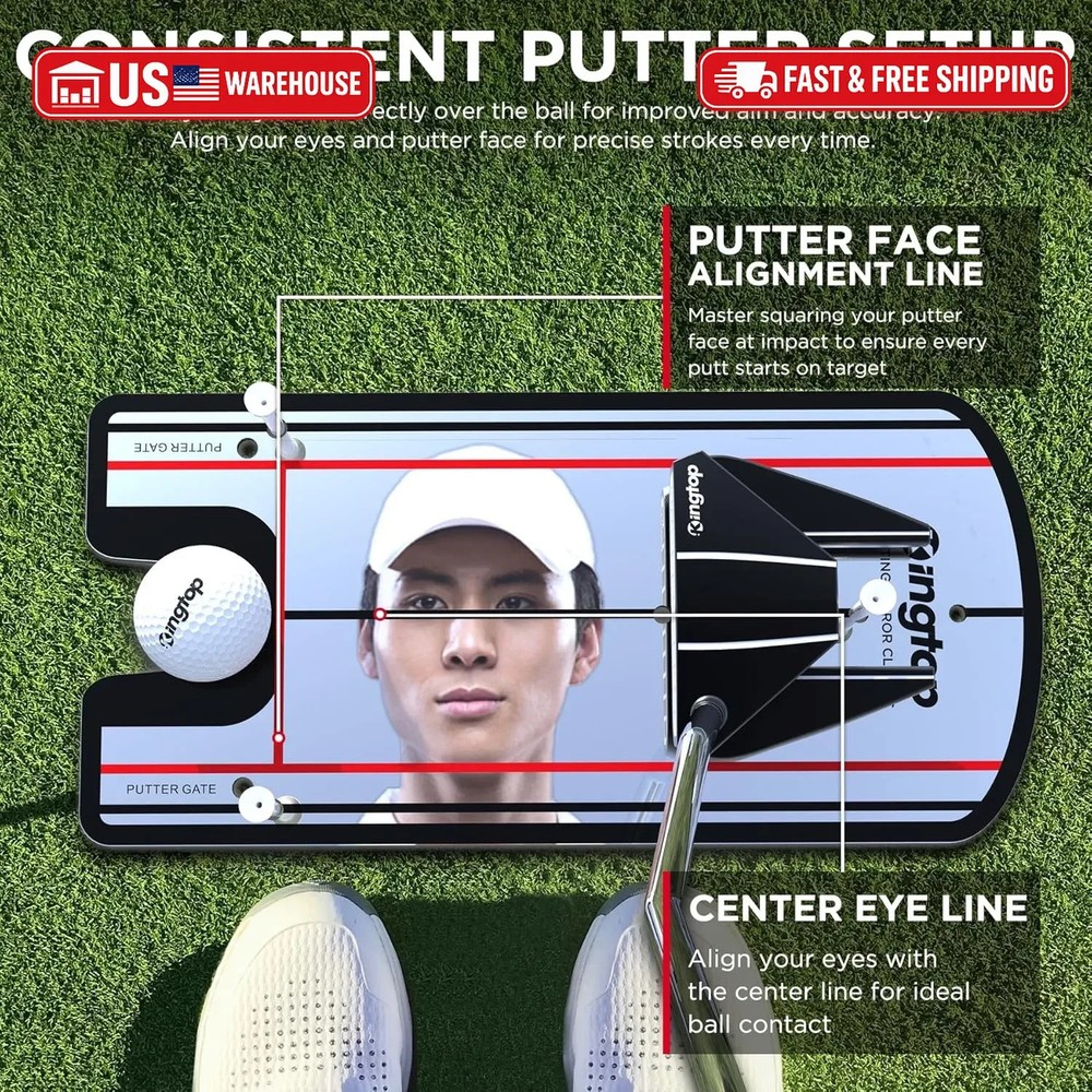 KINGTOP Golf Putting Mirror - Alignment Putting Training Aids for Consistency &