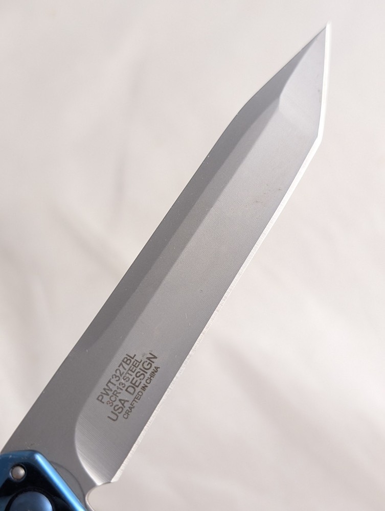 Spring Assist Folding Knife WARTECH Tanto Blade Tactical Blue