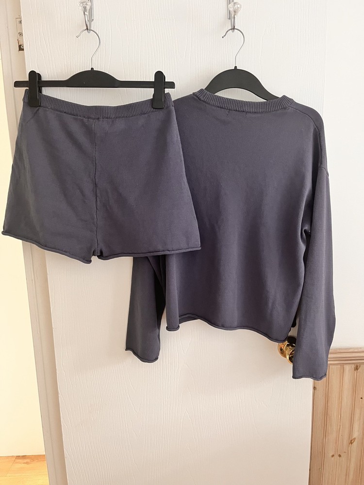 H&M blue knitted shorts coord size small