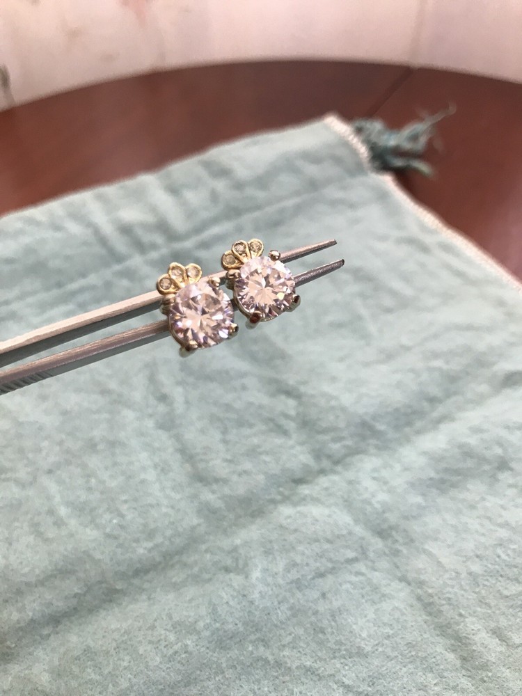 Vintage Crown Cubic Zirconia Square Stud Earrings
