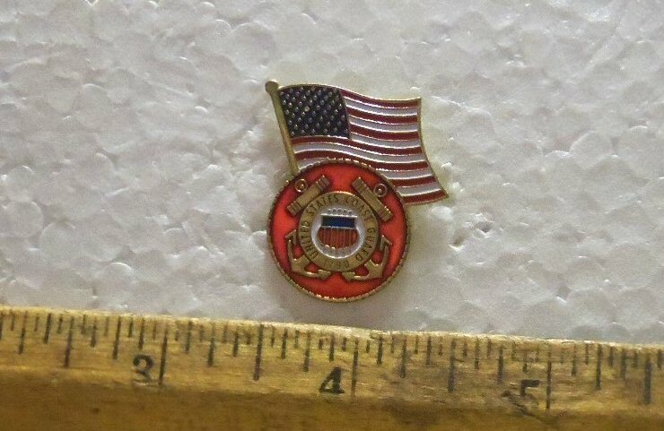 US Flag with US Coast Guard Emblem Pin