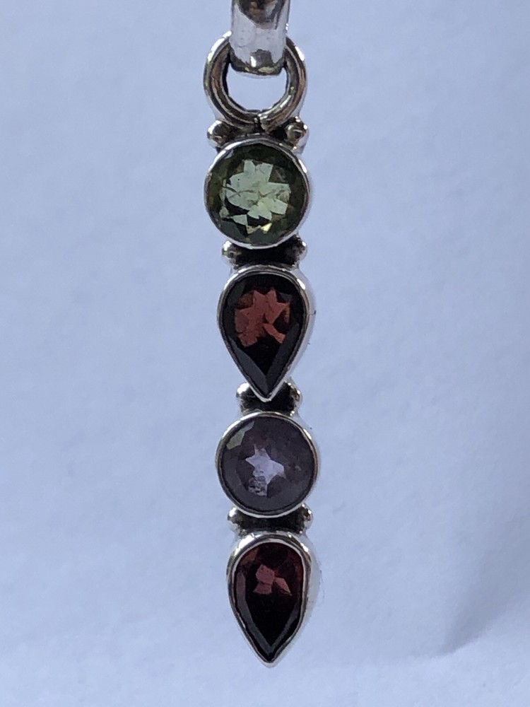 Handcrafted Mixed Gemstones Pendant 1.625”