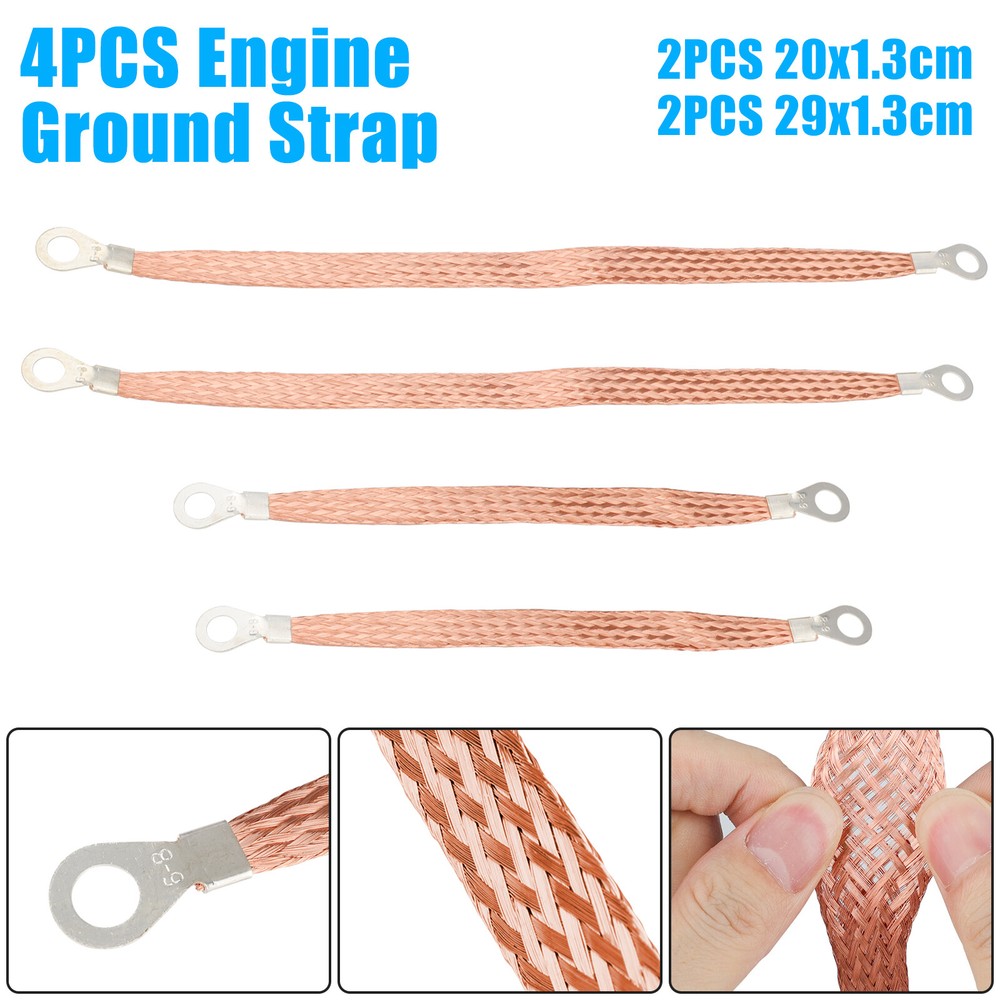 4 Engine Ground Strap Copper Cable 5/16" Ends For Car Truck Firewall Engine Body