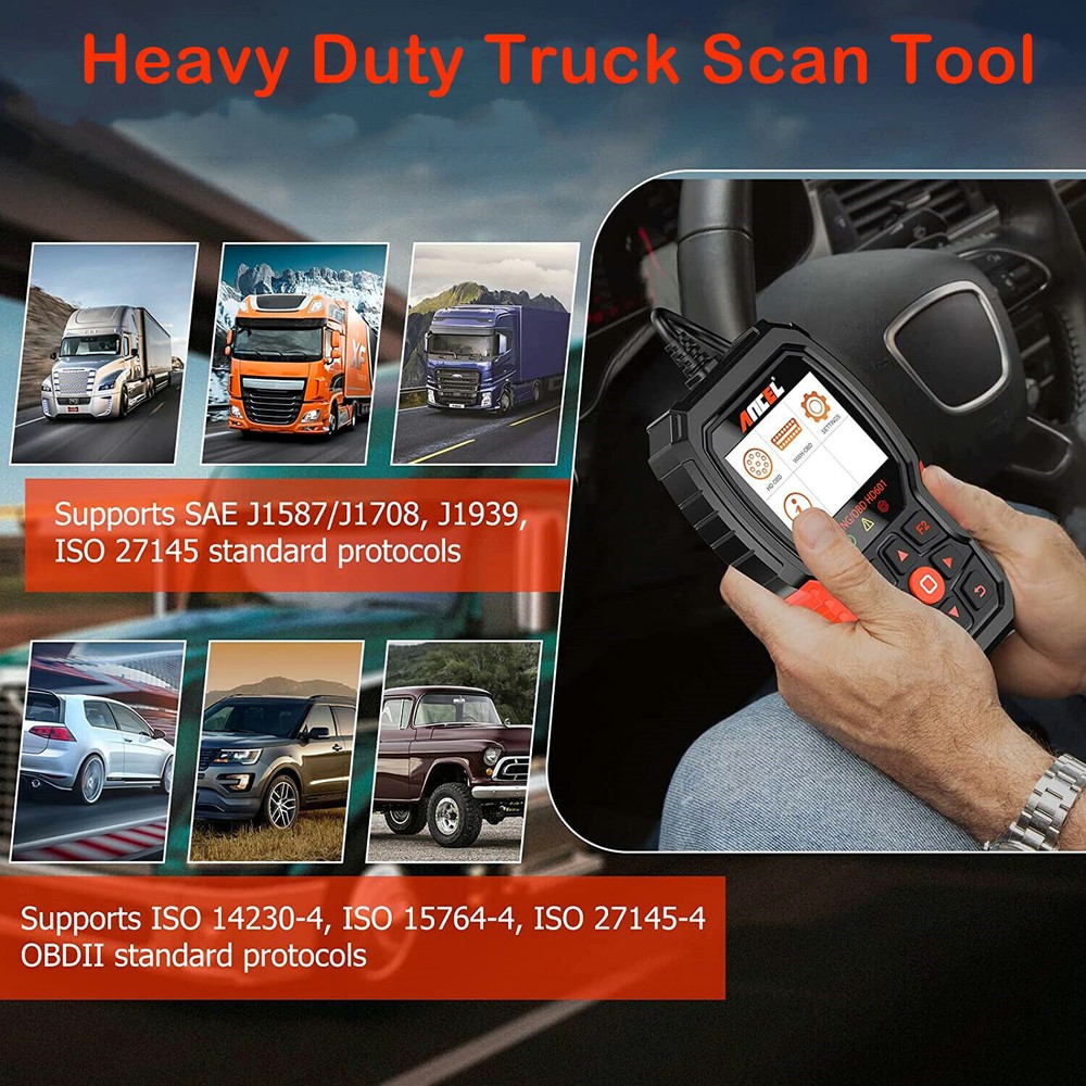 ANCEL HD601 Heavy Duty Truck Scanner Diagnostic Tool Code Reader DPF Regen ABS