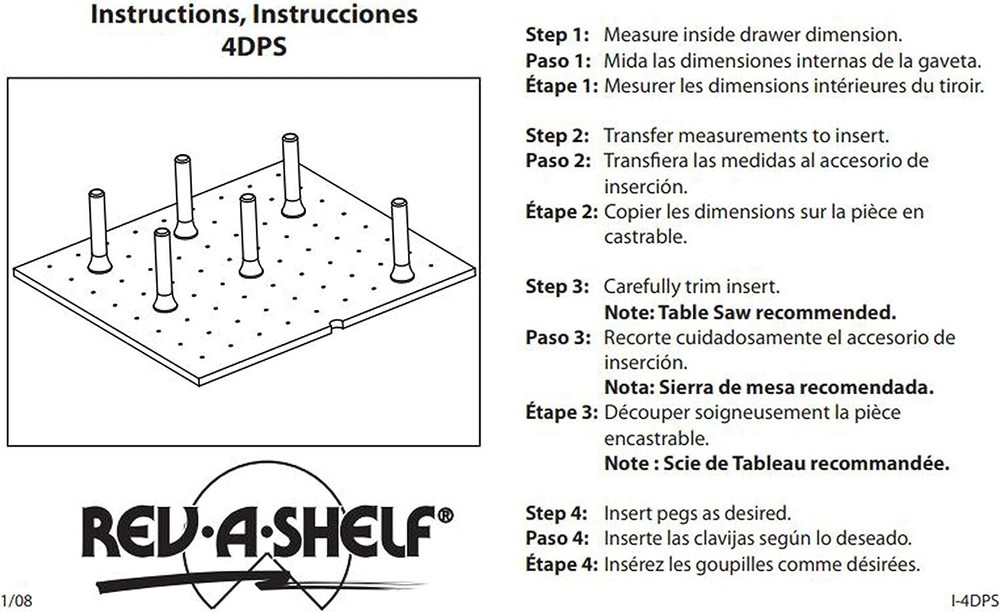 Rev-A-Shelf 4DPS-2421 Small Cabinet Drawer Peg System