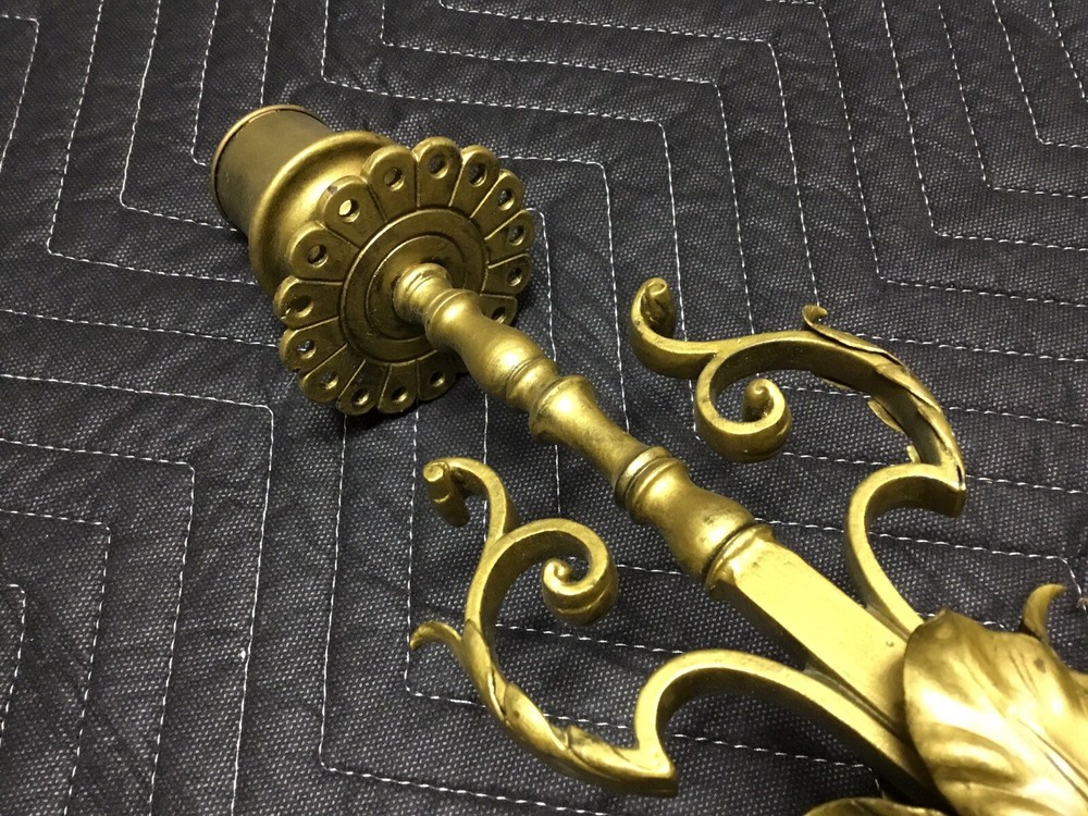 Antique Renaissance Ornate Gilded Solid Brass Wall Light Sconces