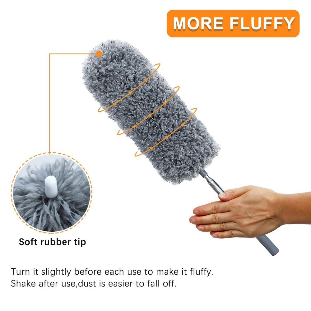 2 Pack Microfiber Feather Duster for Cleaning, with Extendable Pole, Hand Was...