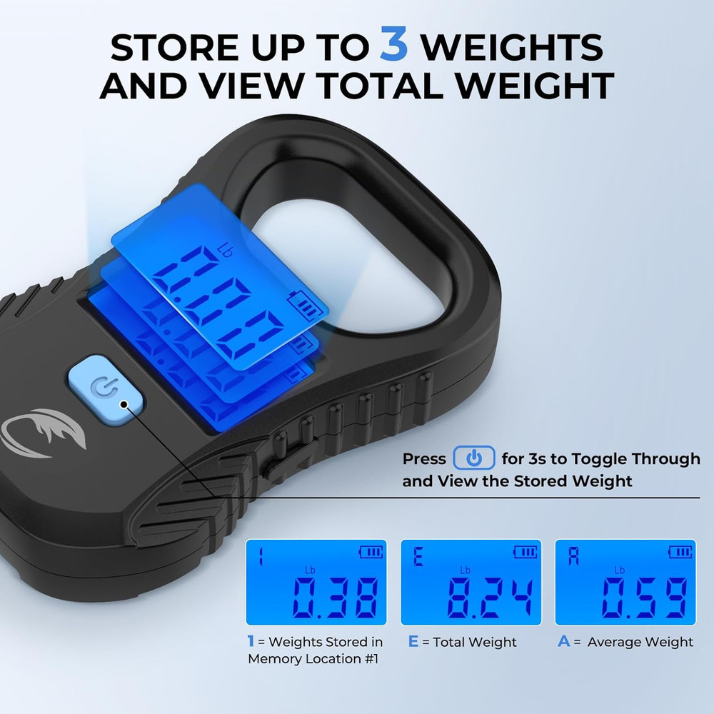 Calamus Lightweight Fish Scale, Rechargeable Digital Scale with USB Cable, 55Lb