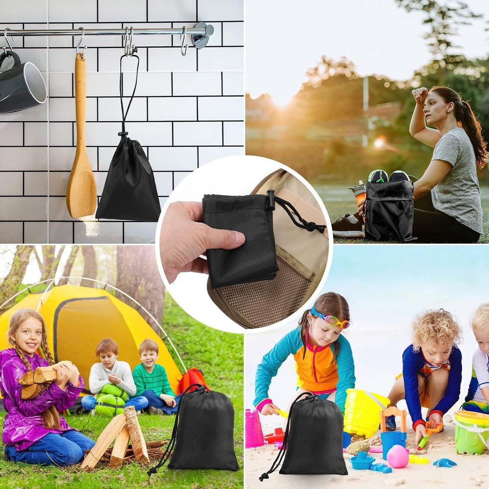 iMucci Upgrade Waterproof Drawstring Bag Sack Nylon Ditty for Black