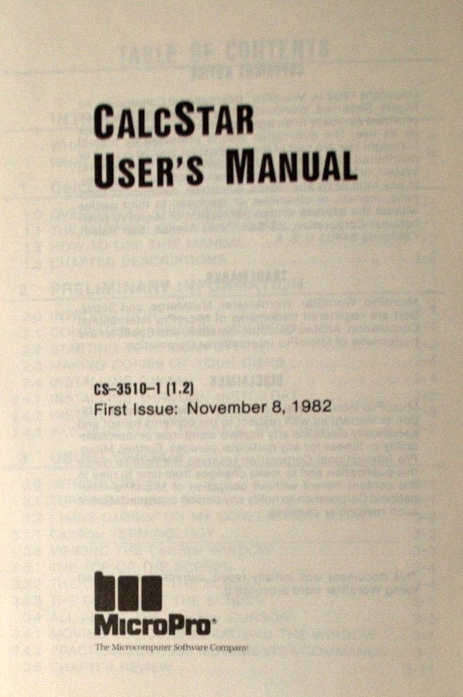 MicroPro Calcstar User's Manual for SANYO