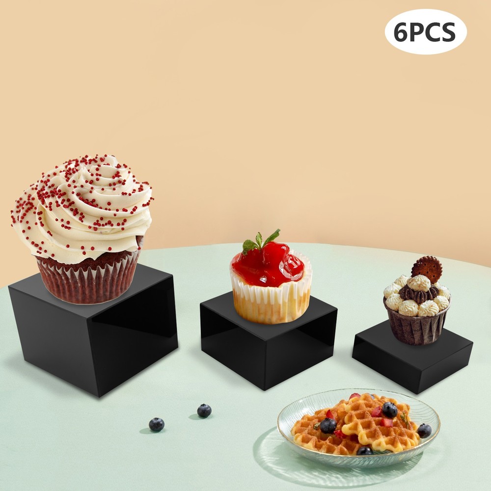 6 Pcs Acrylic Display Risers Acrylic Boxes Acrylic Display Nesting Cubes Black