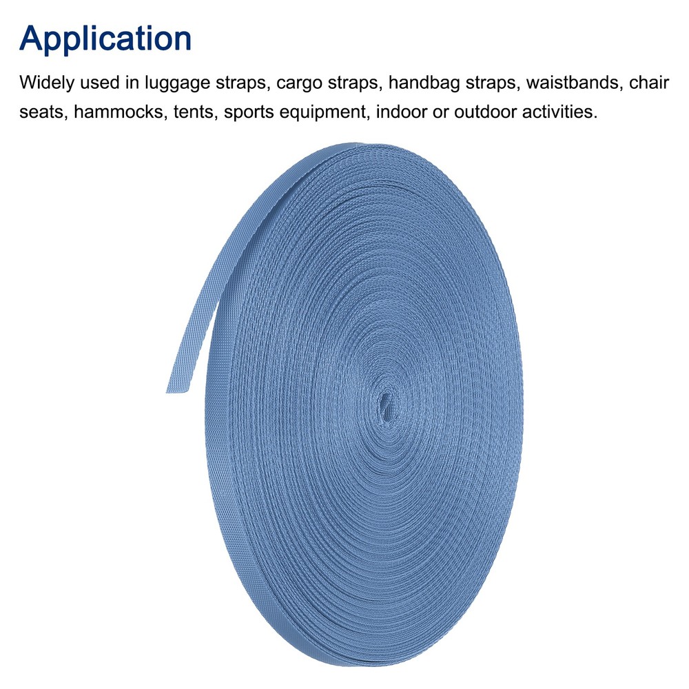 Nylon Webbing Strap Flat 3/8" 50 Yards Diamond Blue for Backpack Luggage-rack