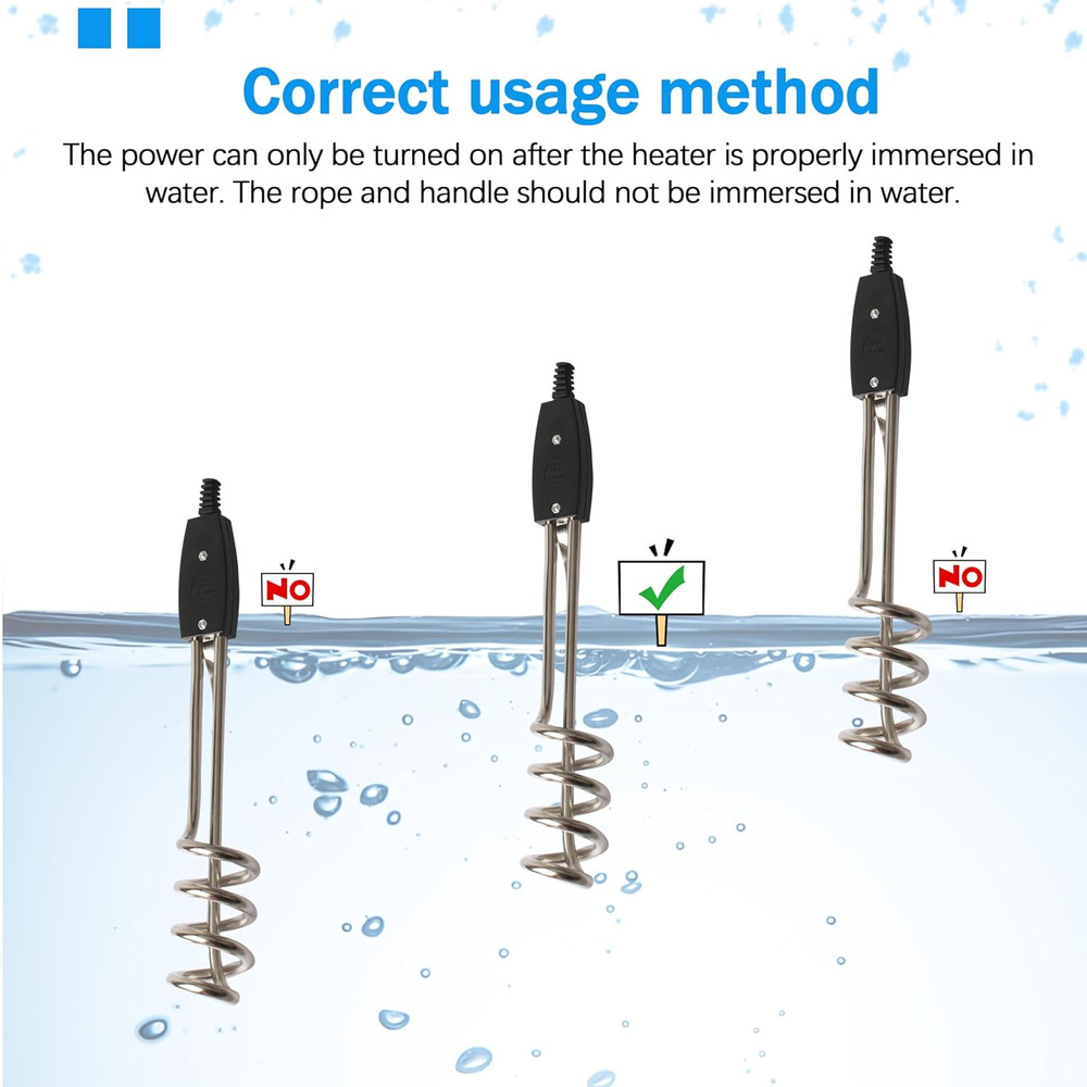 Immersion Heater, Submersible Water Heater，1500W/1000W-110V Portable Electric Im