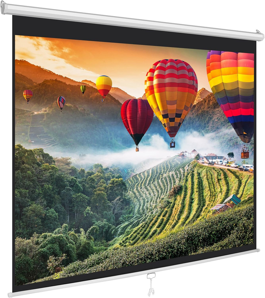 84-Inch Pull down Projector Screen – Manual Roll-Down Matte White Viewing Surfac