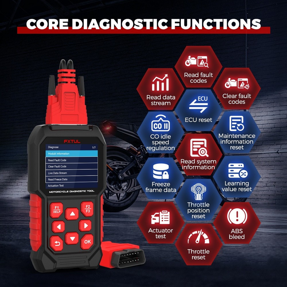 FXTUL M4 Harley Motorcycle Diagnostic Tool OBD2 Full System Code Reader Scanner
