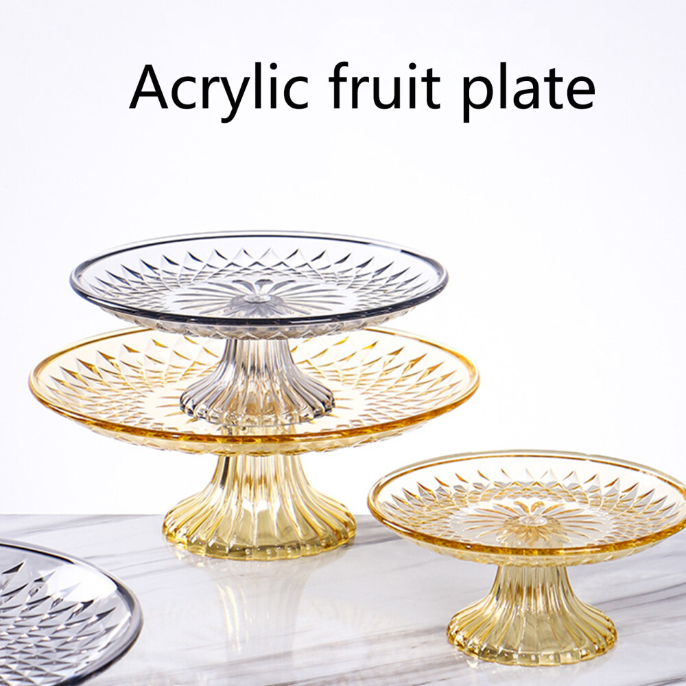 Multi-Layer Round Cake Serving Tray Dish Transparent Fruit Plate Luxury Stand