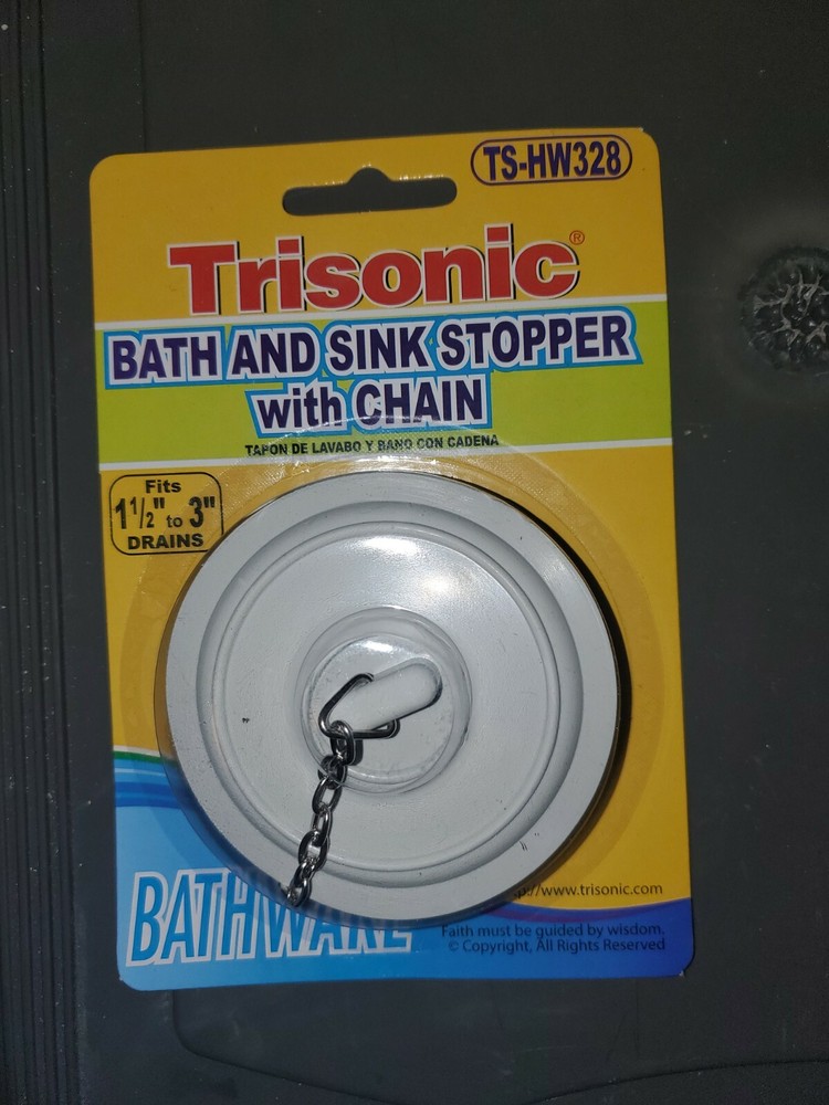 1X Drain Rubber Plug Stopper with Chain for Kitchen Bathroom Bath Tub Sink Basin