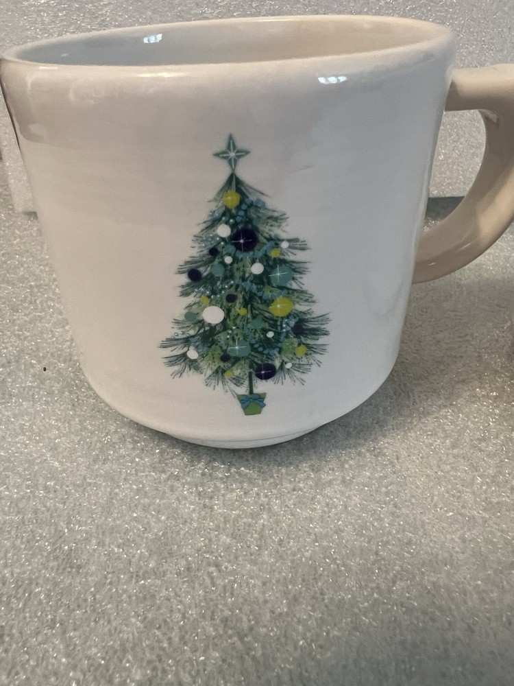 2 Fiesta® Stacking Mugs Blue Christmas Tree (White)