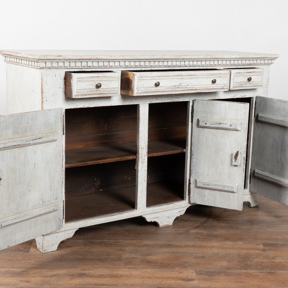 20th Century Swedish White Painted Oak Sideboard Buffet