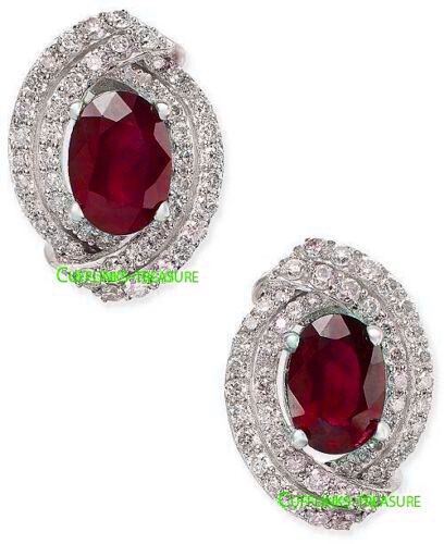 Natural Ruby & CZ Gemstones With 925 Sterling Silver Cufflinks For Men's #9933