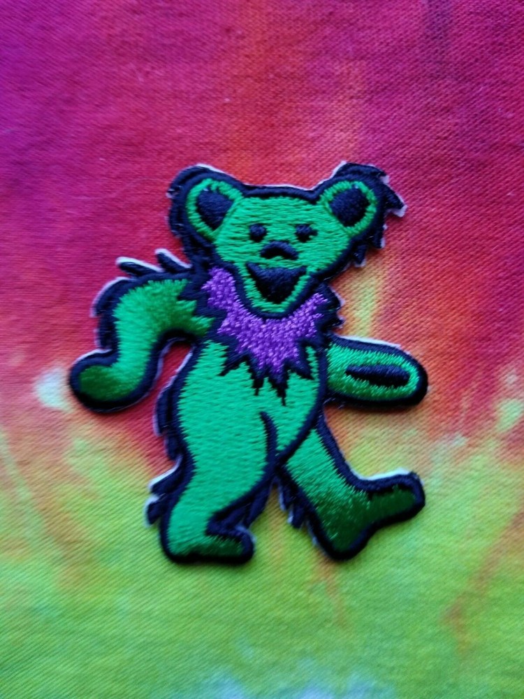 Grateful Dead Green Dancing Bear 2 x 2 Inch Iron On Patch
