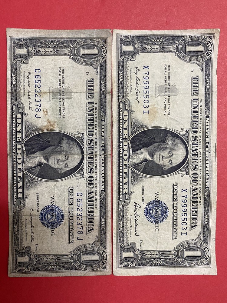 Fancy Serial Number (5) Four $1 & $2 Red Seal & Silver Certificate .
