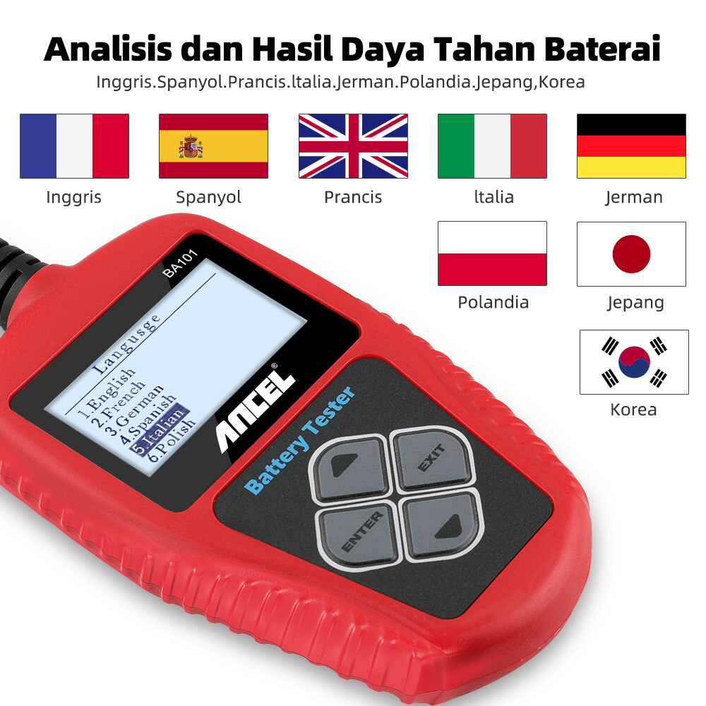 Ancel BA101 12V Auto Car Battery Load Tester Cranking Analyzer Tool 100-2000CCA