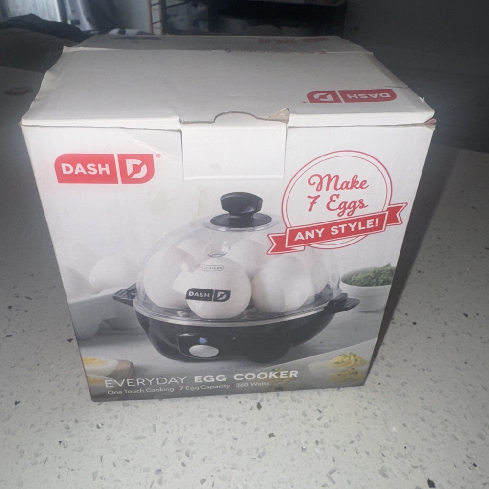 DASH Rapid 7 Egg Cooker for Hard Boiled Poached Scrambled Eggs NIB Black