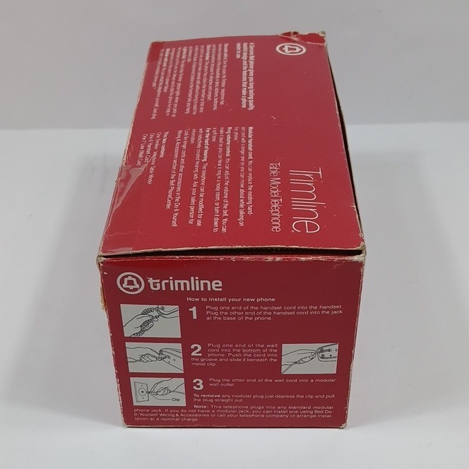 AT&T Trimline Corded Telephone 1982 Touch-Tone Lighted Dial White Table Model