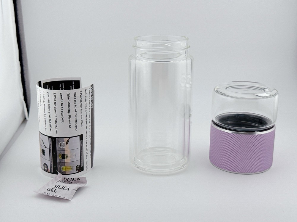 Tea Infuser Bottle Glass Water Bottle w/ Stainless Filter And Instructions