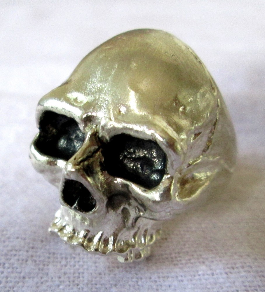 CLASSIC Sterling Silver Biker Skull Ring Size 9.5 Handmade