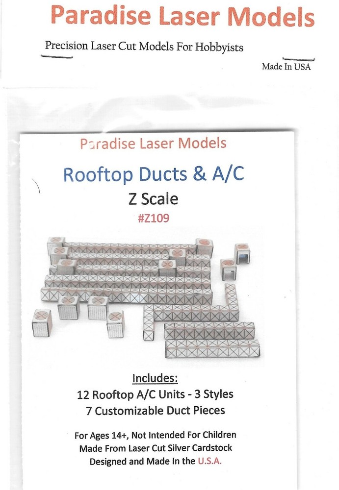 Rooftop Ductwork - 19pcs - Z Scale - Laser Cut