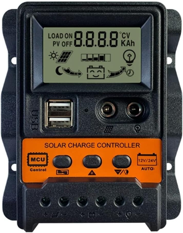 30A PWM Solar Panel Regulator Charge Controller 12/24V Auto Focus Tracking USB