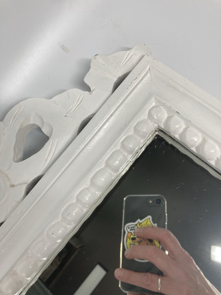 Vintage Mirror Heavy Wood Painted Bow