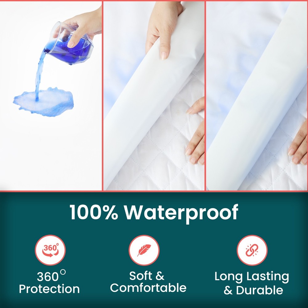 Mattress Encasement Waterproof Protector Zippered Deep Pocket Bed Bug Protector