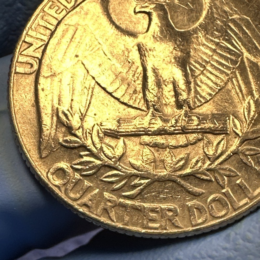 1974 WASHINGTON QUARTER- STRUCK THROUGH GREASE ERROR REVERSE