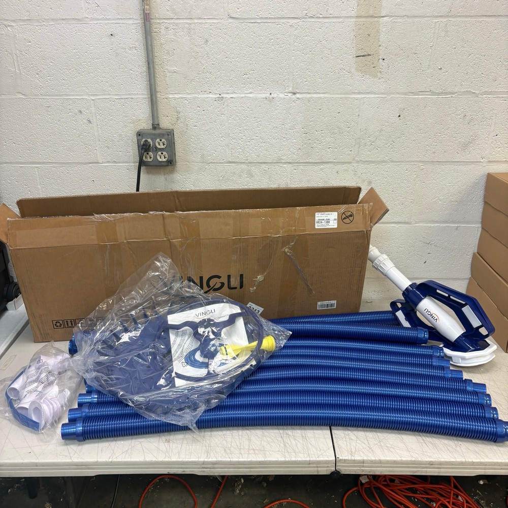 VINGLI Automatic Pool Vacuum Cleaner with 33FT Hoses Navy Blue & White