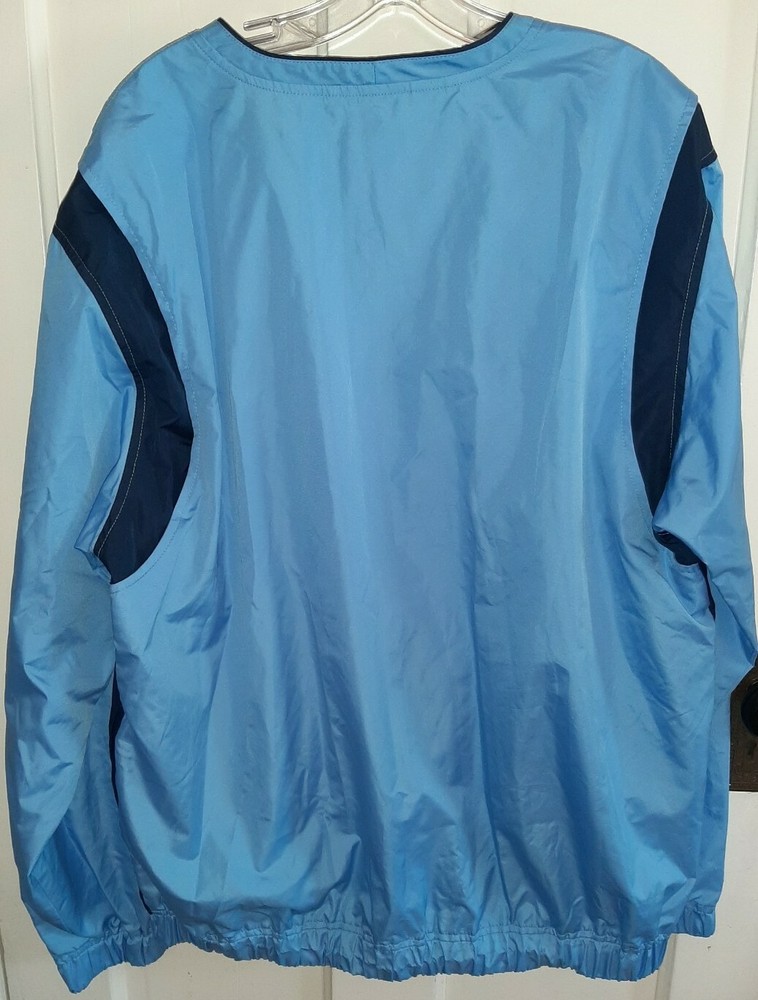 Mens Izod Large Light Blue Golf Windbreaker Pullover Jacket V Neck As Is