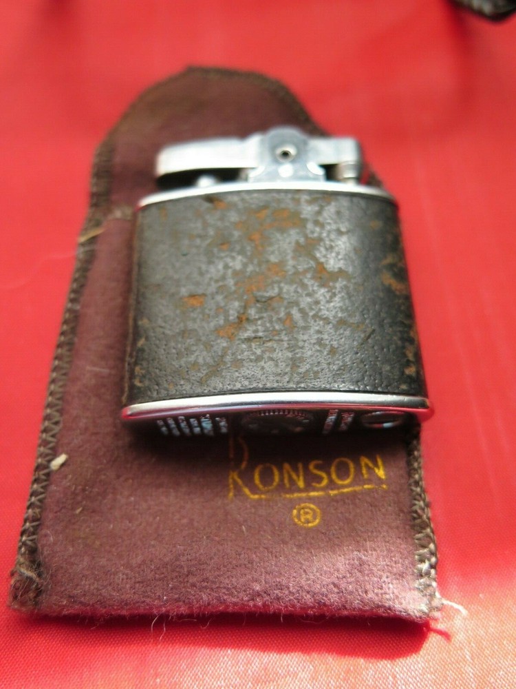 Vintage Ronson Pocket Lighter & Pouch leather