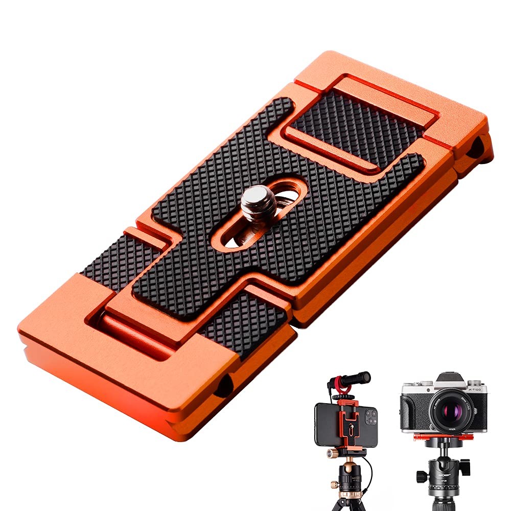 K&F Concept Aluminum Arancione/Nero, Mobile Phone Clip + Quick Release Plate